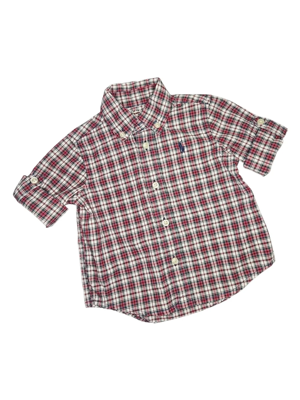 Ralph Lauren Toddler Plaid Button-Down Shirt - Red/White/Green 9 Months